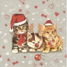 Коктейлни салфетки 20бр Cats Celebration сиви